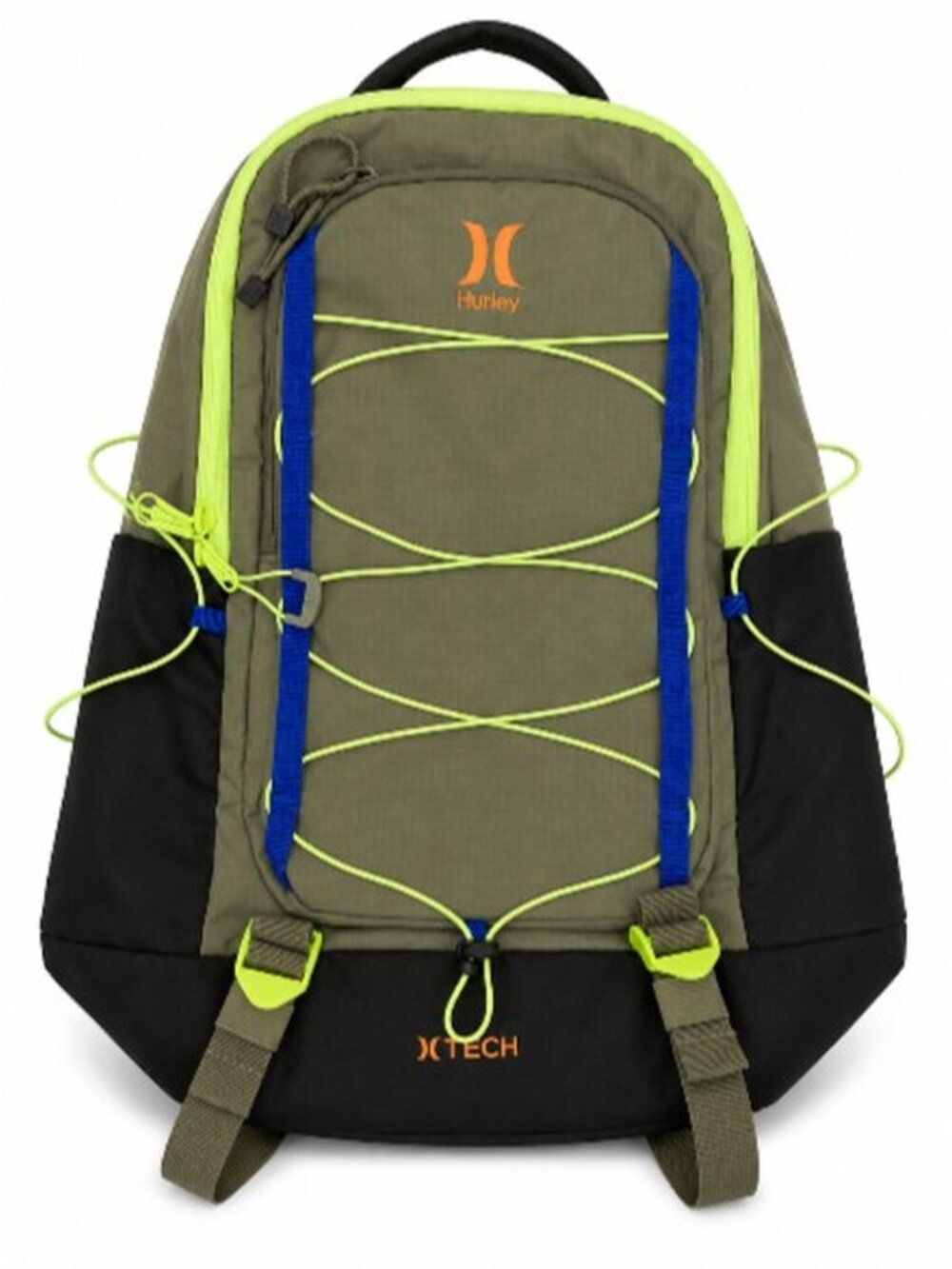 Hurley Terrain Backpack Army Green Neon Blue 26.8L Laptop Bag NWOT